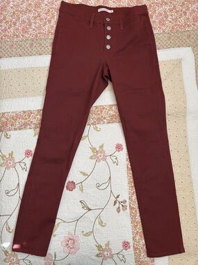 Levi's Skinny High-Rise Jeans with Exposed Button-Fly-Fired Brick Twill- W28 L30